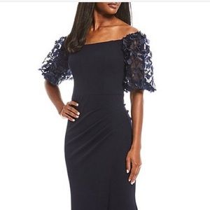 Xcape 3D Floral Appliqué Scuba Crepe Mermaid Gown